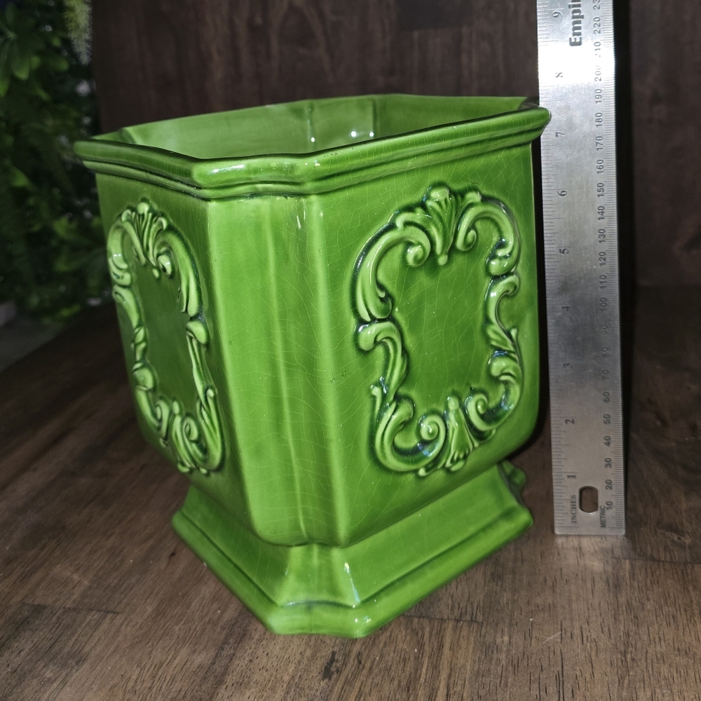 Vintage Italian Green Vase Or Planter Bassano ceramic - Picture 10 of 14